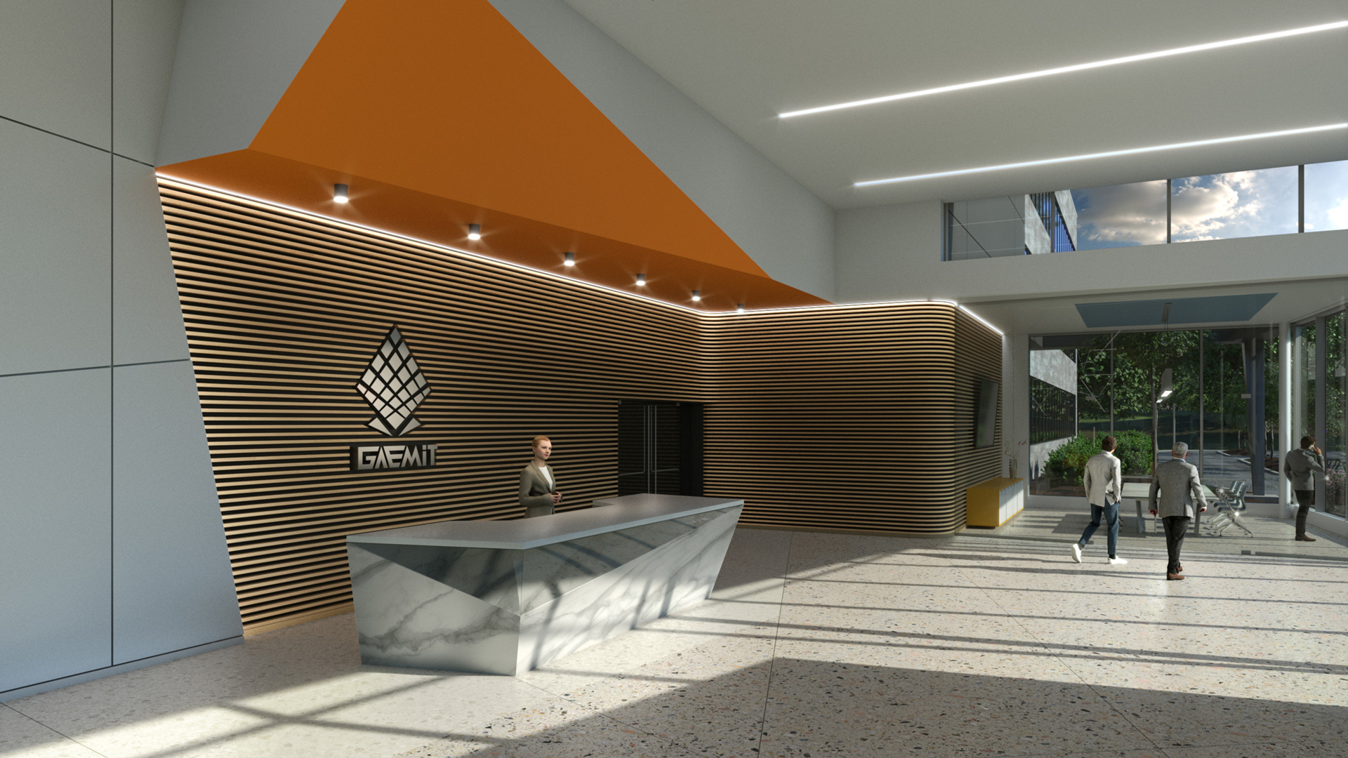 Render of business interior campus