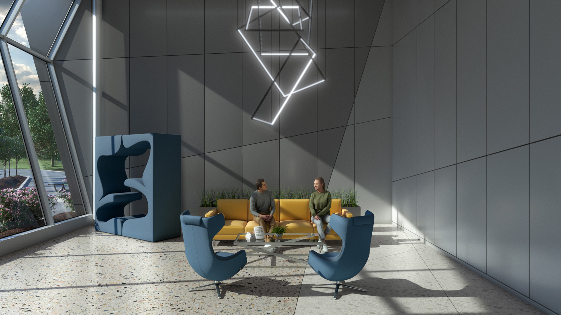 Render of business interior campus